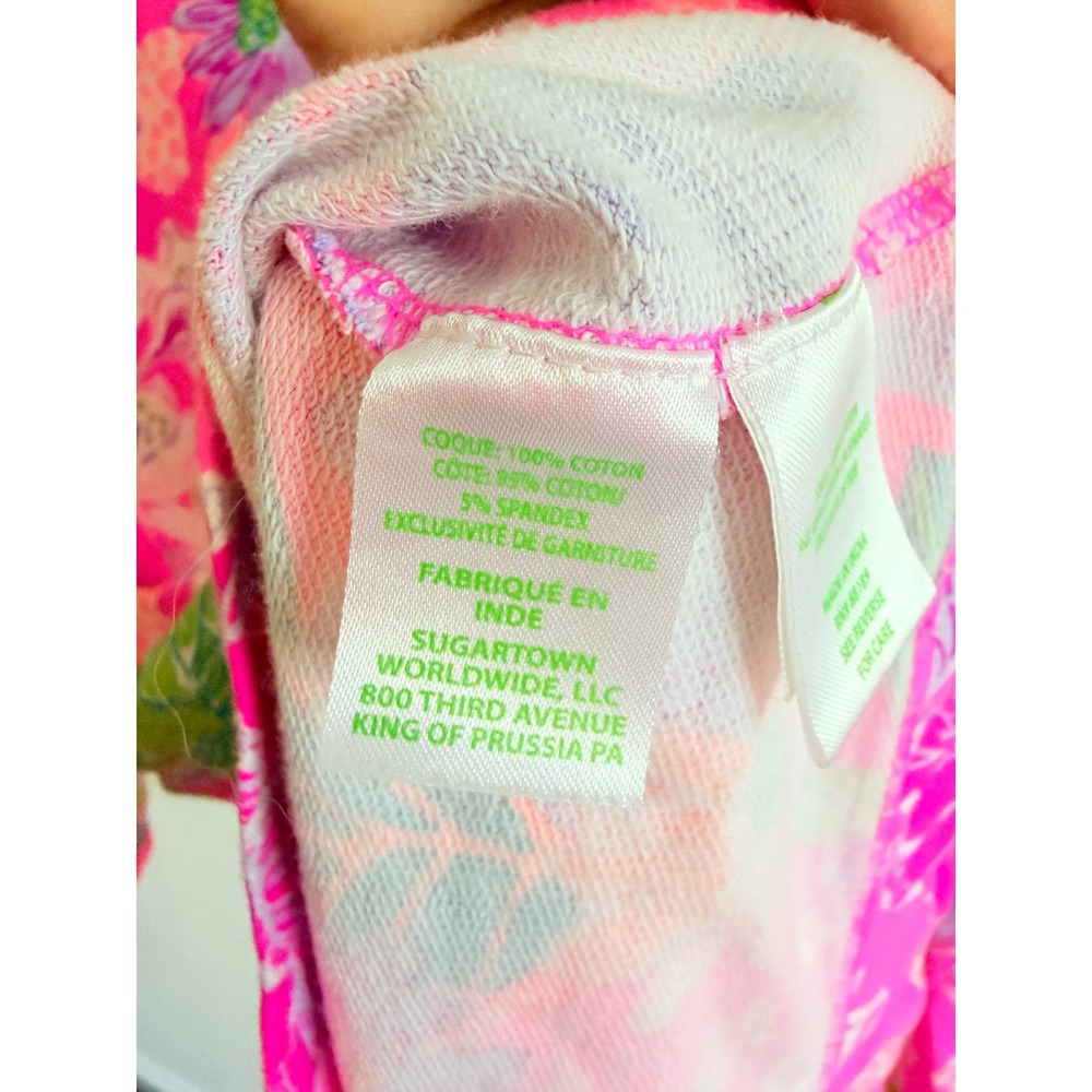 Lilly Pulitzer Girls XL 12-14 Pink Floral French Terry Long Sleeve Pocket Dress - Picture 6 of 6